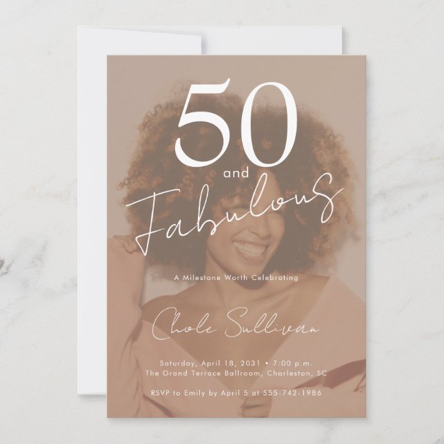 Invitation Fifty and Fabulous Photo 50th Birthday Party (Devant)