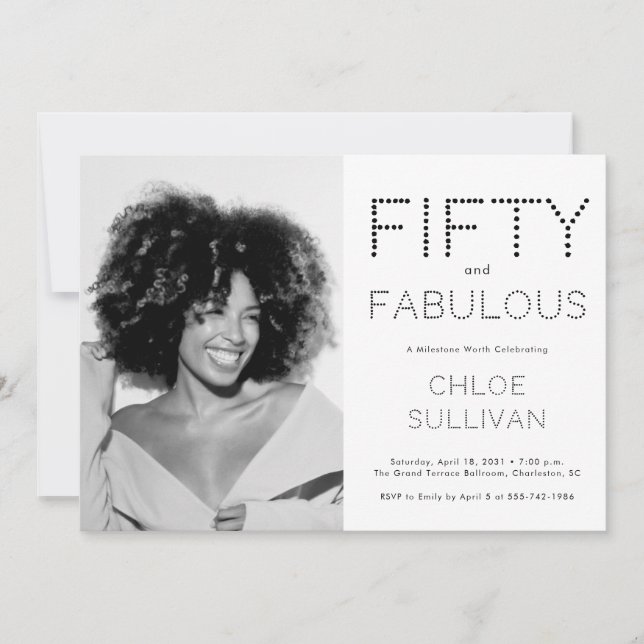 Invitation Fifty and Fabulous Photo 50th Birthday Party (Devant)