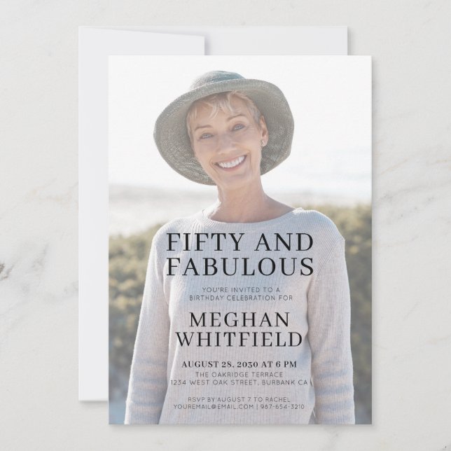 Invitation Fifty and Fabulous Photo 50th Birthday Party (Devant)
