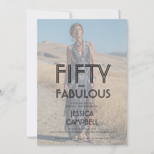 Invitation Fifty and Fabulous Photo 50th Birthday Party (Devant)