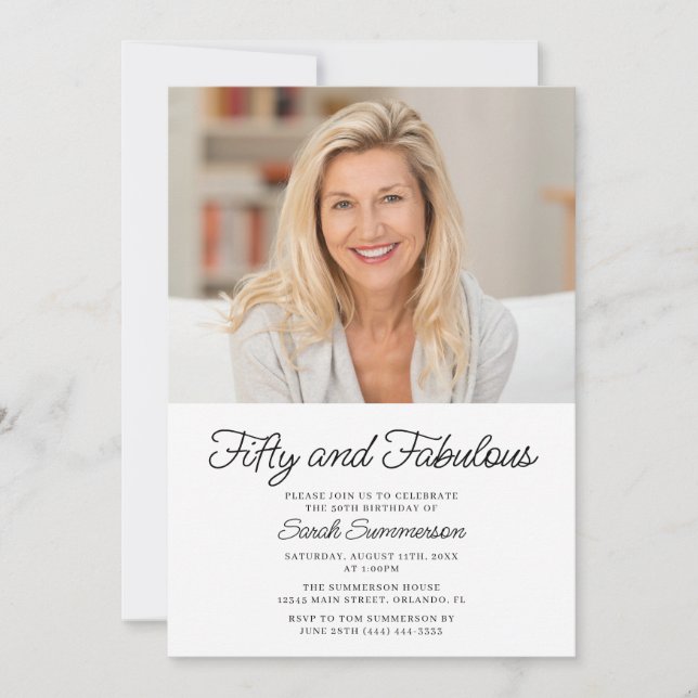 Invitation Fifty and Fabulous Photo 50th Birthday Party (Devant)