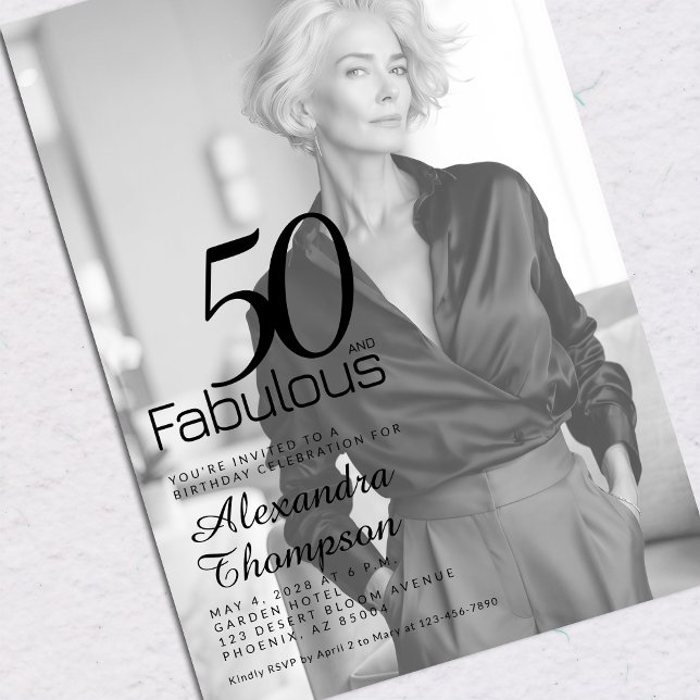 Invitation Fifty and Fabulous Photo 50th Birthday Party (Créateur téléchargé)