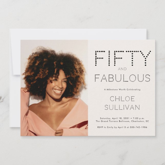 Invitation Fifty and Fabulous Photo 50th Birthday Party (Devant)
