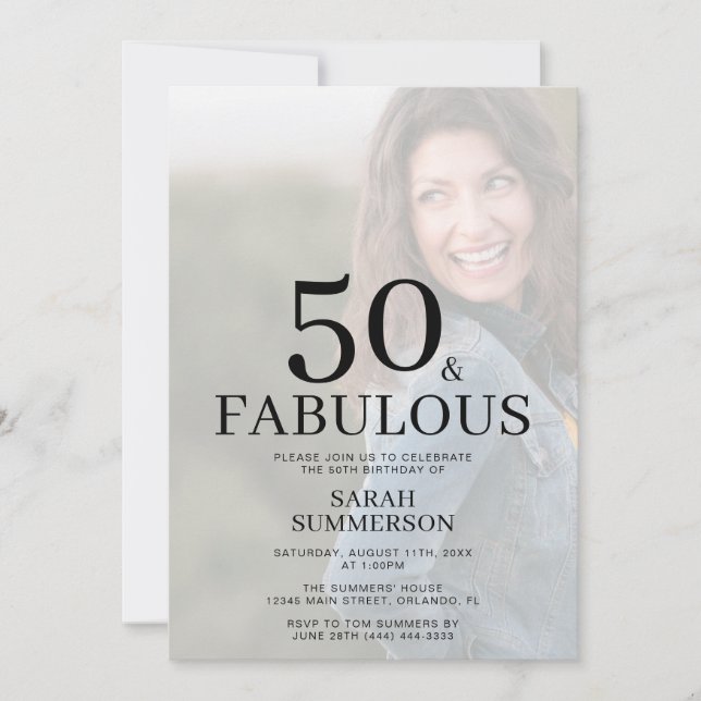 Invitation Fifty and Fabulous Photo 50th Birthday Party (Devant)