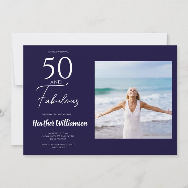 Invitation Fifty and Fabulous Photo 50th Birthday Party  Invi (Devant)