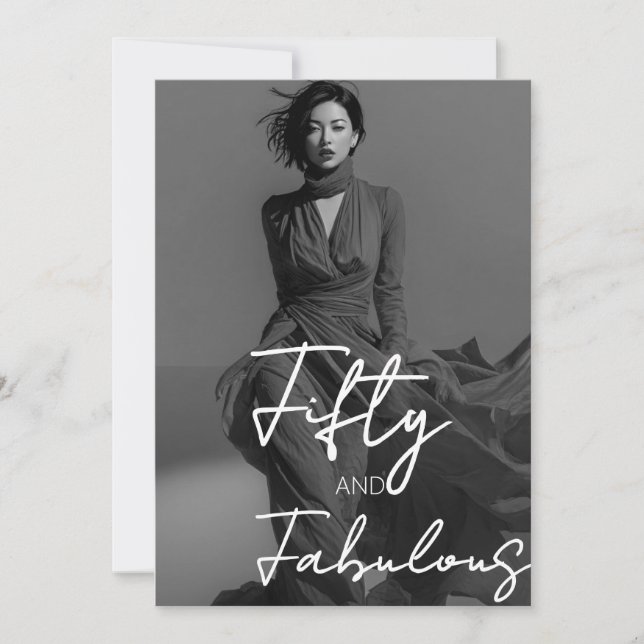 Invitation Fifty and Fabulous Photo Black 50th Birthday (Devant)