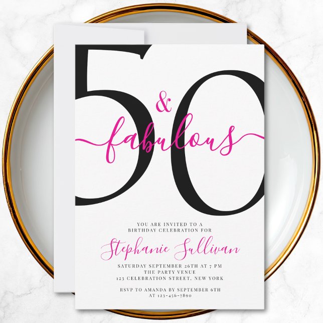 Invitation Fifty and Fabulous Script 50th Birthday Party (Créateur téléchargé)