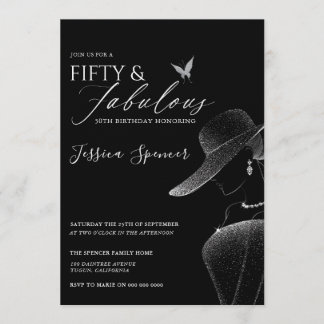Invitation Fifty & Fabulous Black Glam 50th Birthday