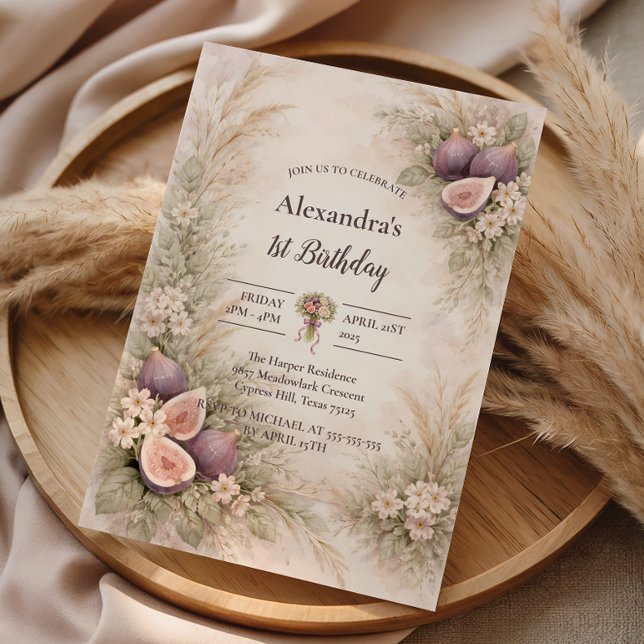 Invitation Fig Garden Floral 1er Anniversaire (Créateur téléchargé)