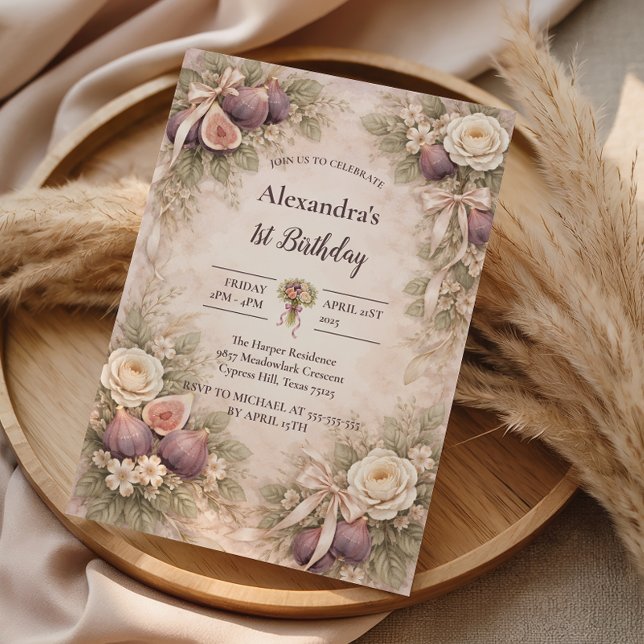 Invitation Fig Garden Vintage 1er Anniversaire (Créateur téléchargé)
