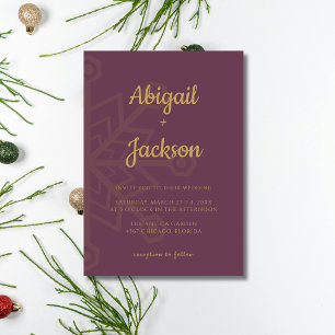Invitation Fig & Or Minimaliste Flocon de Neige Noël Mariage