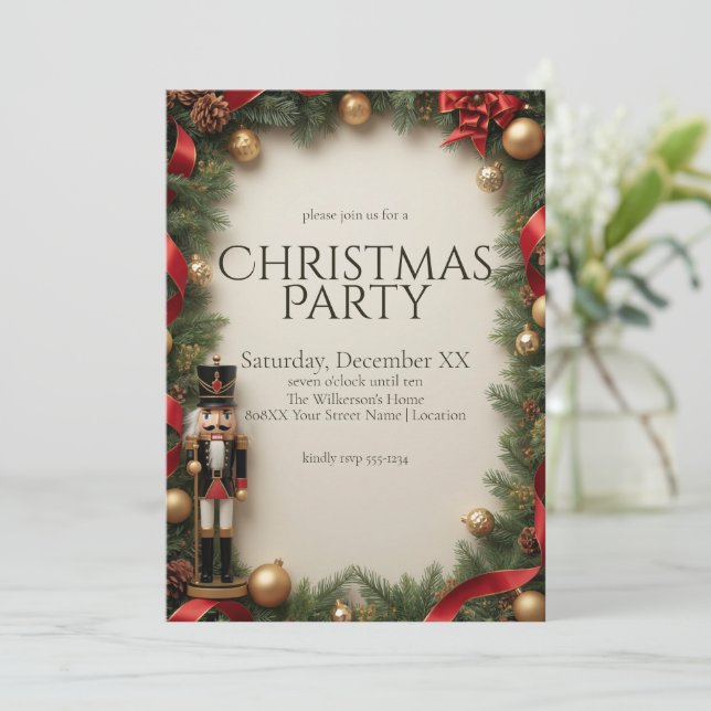 Invitation Figure de casse-noisette et fête de Noël de guirla (Debout devant)