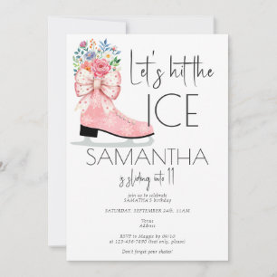 Invitation Figure Patinage Patinage Ado Bow rose Tween fête d
