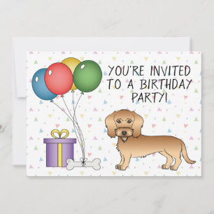 Invitation Fil à roue Haired Dachshund mignon chien - Anniver