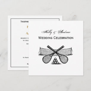 Invitation Filet de tennis vintage sportif, raquettes croisée