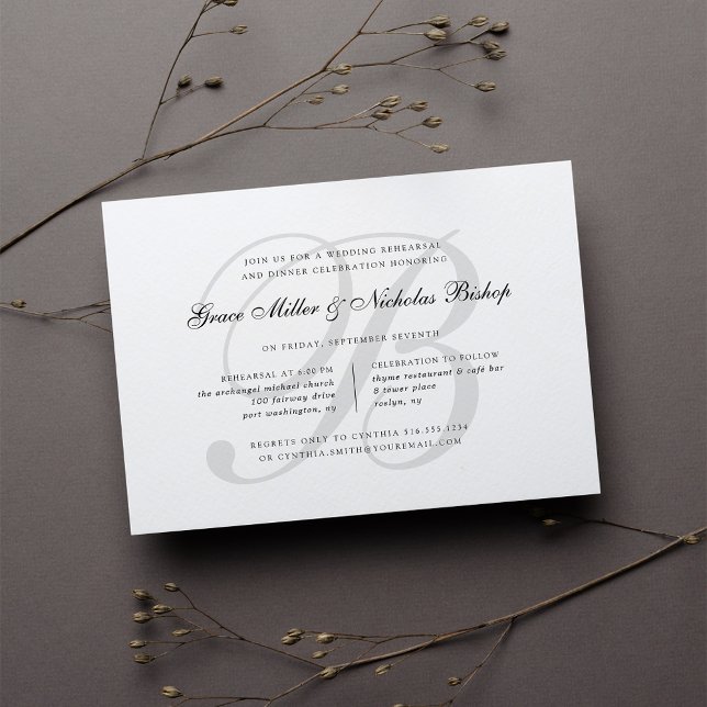 Invitation Filigrane | Élégant dîner de répétition de monogra (Créateur téléchargé)