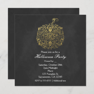 Invitation Filigree Elegree Gold Citrouille Automne Automne