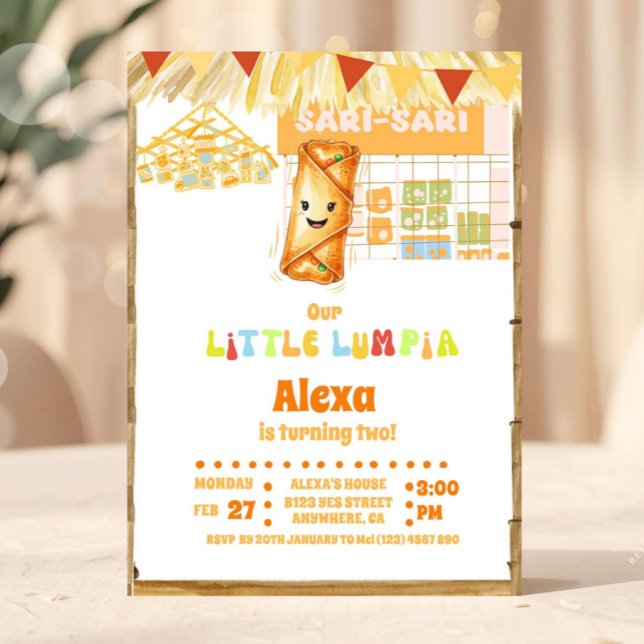 Invitation Filipino Petit Lumpia Thème Anniversaire (Filipino Birthday Invitation, Little Lumpia, Lumpia Theme Birthday, Lumpia Birthday Invite)