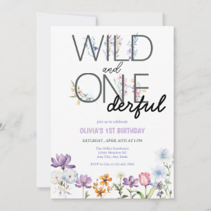 Invitation Fille 1er anniversaire Anniversaire Fleur sauvag