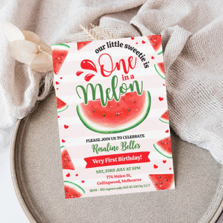 Invitation Fille 1er Anniversaire Un Dans Un Melon Premier An