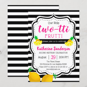 Invitation Fille 2 Anniversaire Deux Frutti Tropical Jumelé