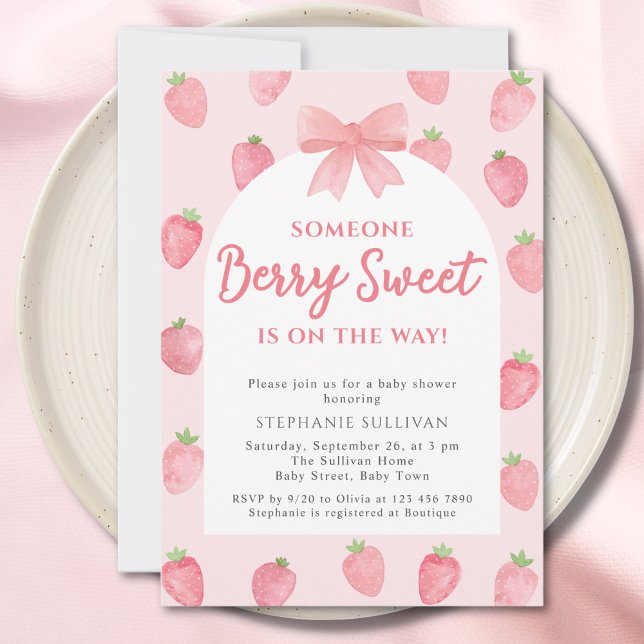 Invitation Fille à la fraise douce Baby Shower  (Créateur téléchargé)