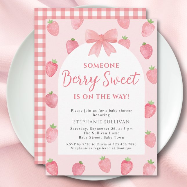 Invitation Fille à la fraise douce Baby Shower  (Créateur téléchargé)