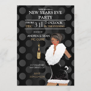 Invitation Fille afro-américaine Nouvel An Fashion