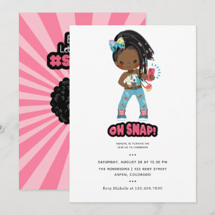Invitation Fille afro-américaine tresses selfie anniversaire