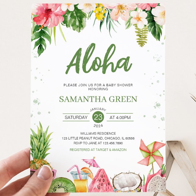 Invitation Fille Aloha Baby Shower Hawaïen (Créateur téléchargé)