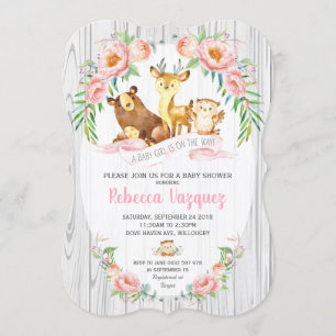 Invitation Fille animale d'invitation de baby shower de