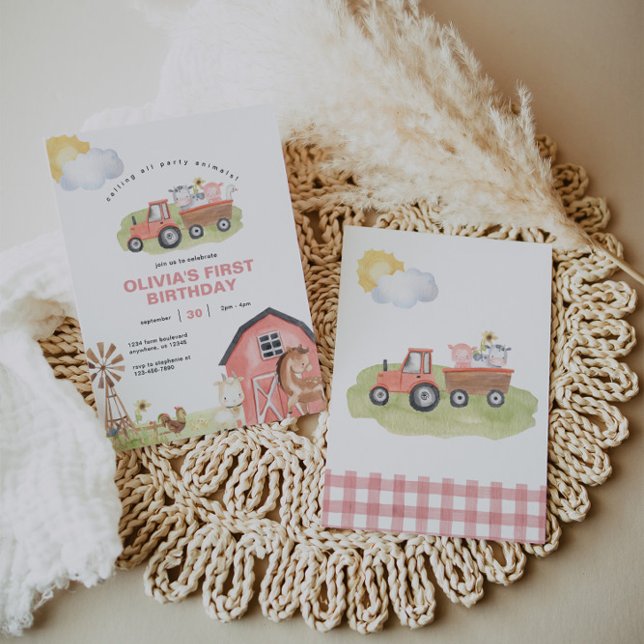 Invitation Fille Animaux de ferme Barnyard fête d'anniversair (Créateur téléchargé)