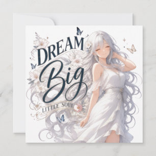 Invitation  Fille Anime aux Cheveux Argentés Rêve Grand  