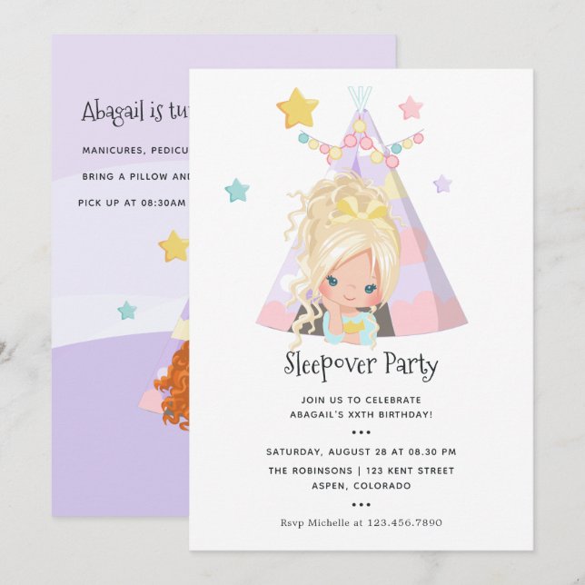 Invitation Fille Anniversaire Fête de bois (Devant / Derrière)