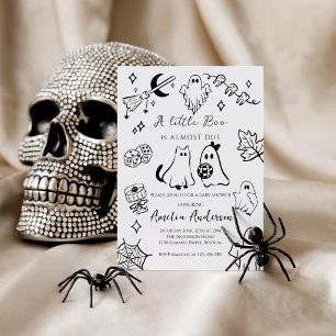 Invitation Fille arc Fantôme Halloween Little Boo Baby Shower