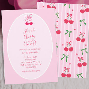 Invitation Fille au Cerise sur le Gâteau Baby Shower