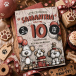 Invitation Fille au Chien Rustique pour son 10ème Anniversair<br><div class="desc">Célébrez la grande journée de votre petit avec cette adorable invitation d'anniversaire sur le thème des chiots ! Avec ses chiens charmants dessinés à la main,  ses textures rustiques et confortables,  et ses détails ludiques de "fête des pattes",  ce design est parfait pour tout enfant qui aime les chiens.</div>