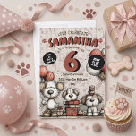 Invitation Fille au Chien Rustique pour son 6ème Anniversaire<br><div class="desc">Célébrez la grande journée de votre petit avec cette adorable invitation d'anniversaire sur le thème des chiots ! Avec ses chiens charmants dessinés à la main,  ses textures rustiques et confortables,  et ses détails ludiques de "fête des pattes",  ce design est parfait pour tout enfant qui aime les chiens.</div>
