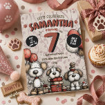 Invitation Fille au Chien Rustique pour son 7ème Anniversaire<br><div class="desc">Célébrez la grande journée de votre petit avec cette adorable invitation d'anniversaire sur le thème des chiots ! Avec ses chiens charmants dessinés à la main,  ses textures rustiques confortables et ses détails ludiques de "fête des pattes",  ce design est parfait pour tout enfant qui aime les chiens.</div>