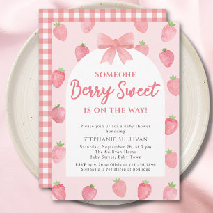 Invitation Fille au Fraise Sucrée Baby Shower 
