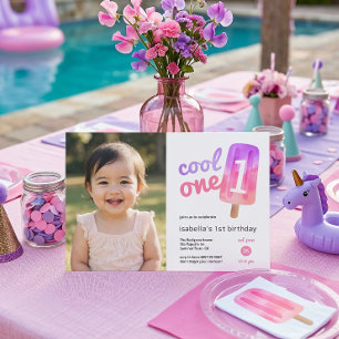 Invitation Fille au Popsicle Cool One 1er Anniversaire