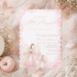 Invitation Fille au Ruban Élégant Bébé Automne Citrouille Bab