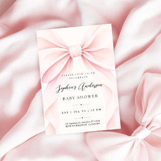 Invitation Fille au Ruban Rose Baby Shower
