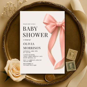 Invitation Fille au Ruban Rose Baby Shower Coquette