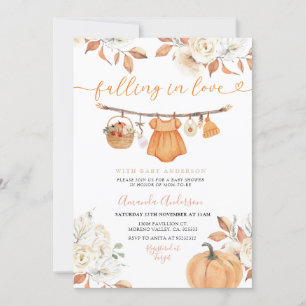 Invitation Fille Autumn Clothesline Baby shower d'automne Inv