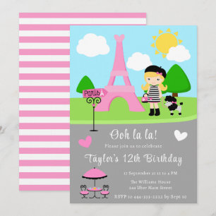Invitation Fille aux cheveux blonds d'anniversaire à Paris et