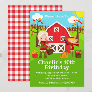 Invitation Fille aux cheveux blonds d'anniversaire d'automne