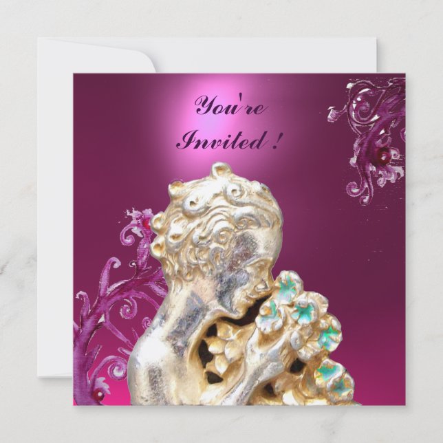 Invitation FILLE AUX FLEURS ,Rose Violet Améthyste (Devant)