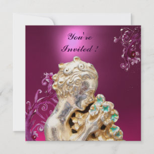 Invitation FILLE AUX FLEURS ,Rose Violet Améthyste