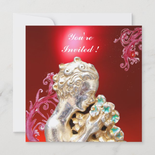 Invitation FILLE AUX FLEURS, Rubis rouge (Devant)